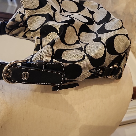 Vintage Coach Signature Shoulder Bag Black/Gray - Picture 5 of 12